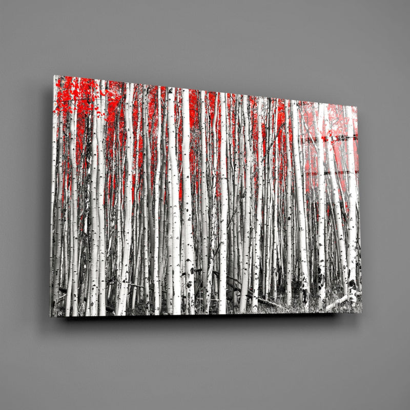 Red Forest Glass Wall Art