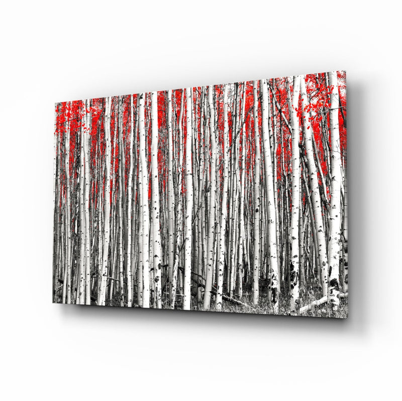 Red Forest Glass Wall Art