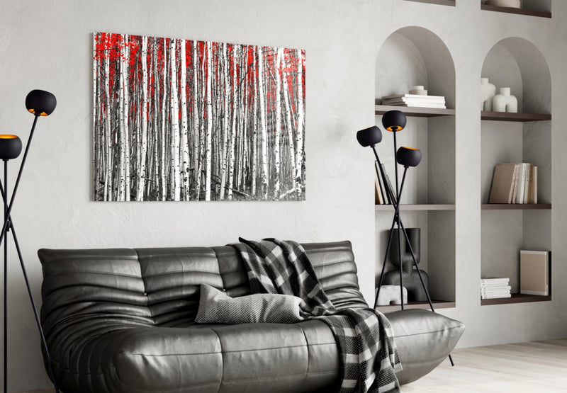 Red Forest Glass Wall Art