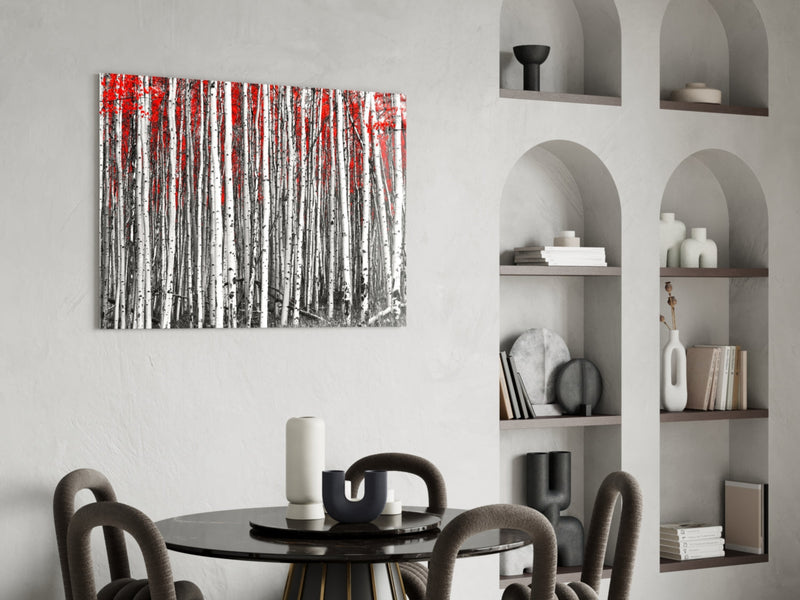 Red Forest Glass Wall Art
