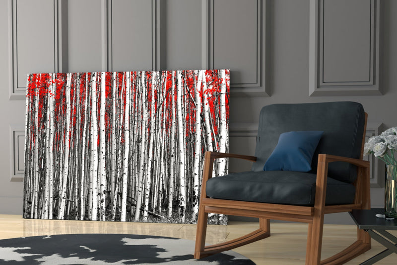 Red Forest Glass Wall Art