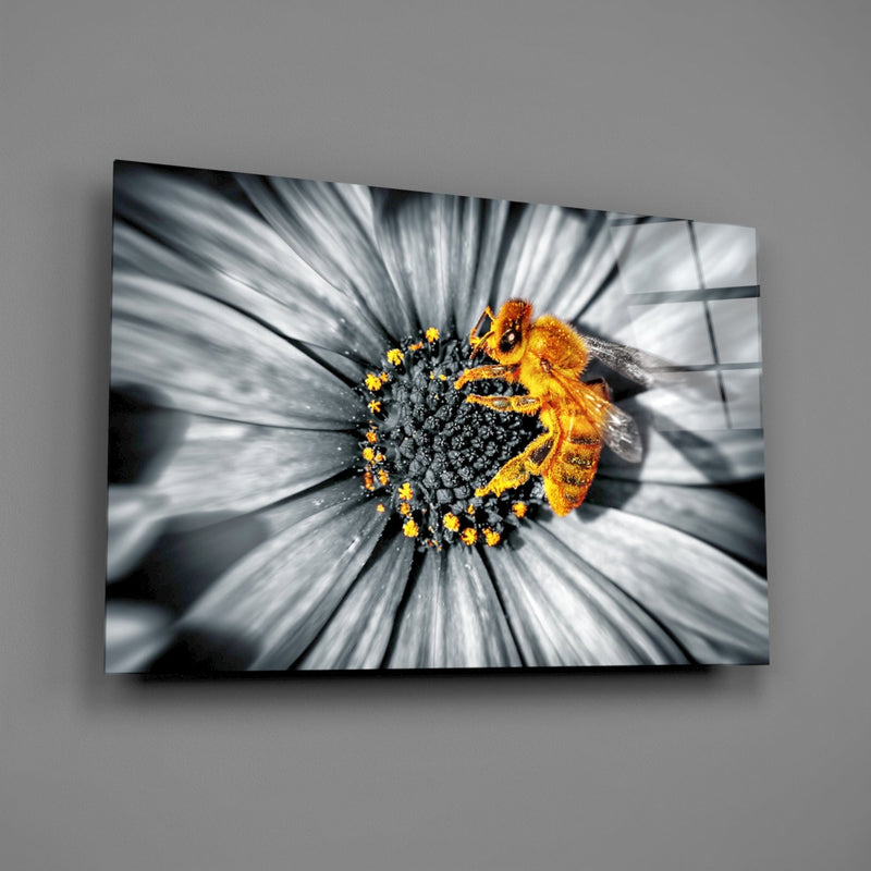 Honey Bee Glass Wall Art