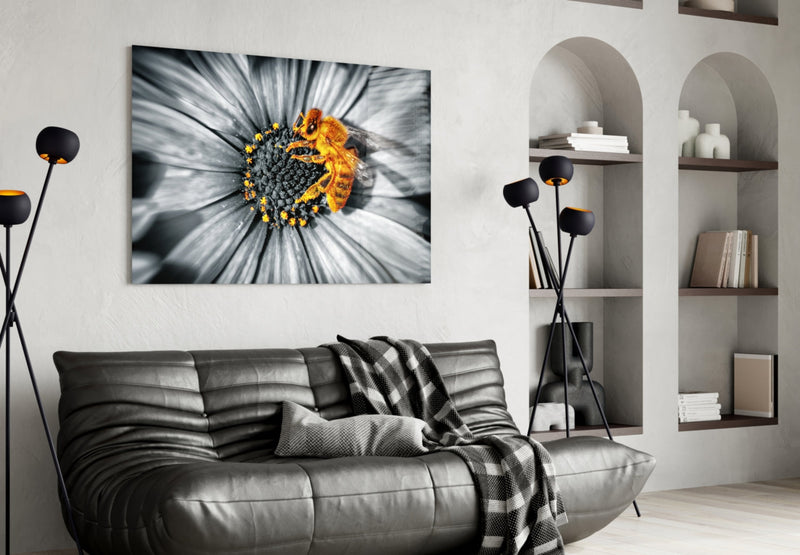 Honey Bee Glass Wall Art