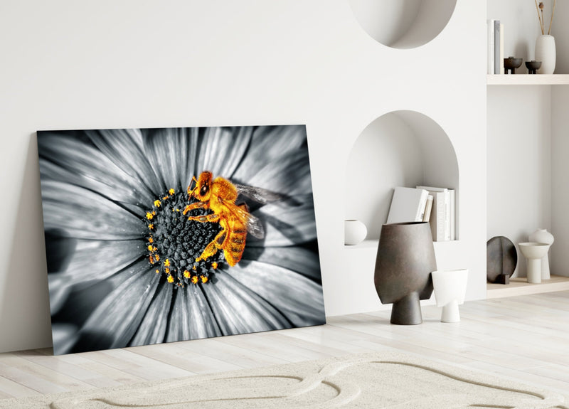 Honey Bee Glass Wall Art