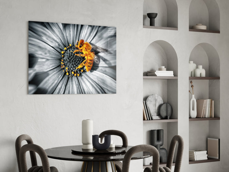 Honey Bee Glass Wall Art