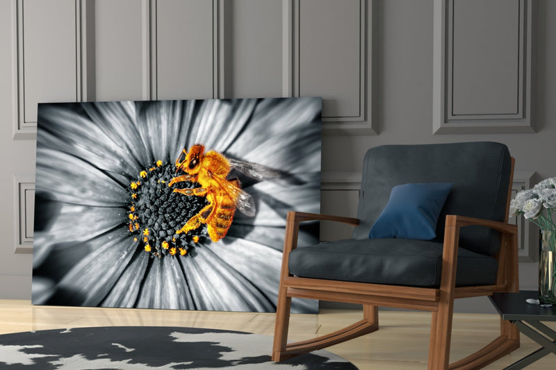 Honey Bee Glass Wall Art