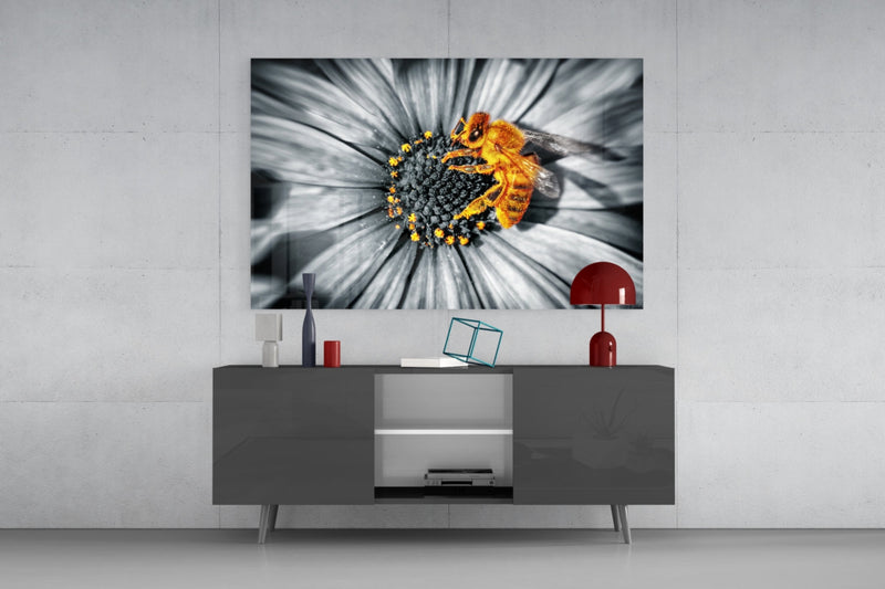 Honey Bee Glass Wall Art