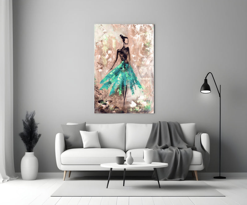 Female (Green) Glass Wall Art