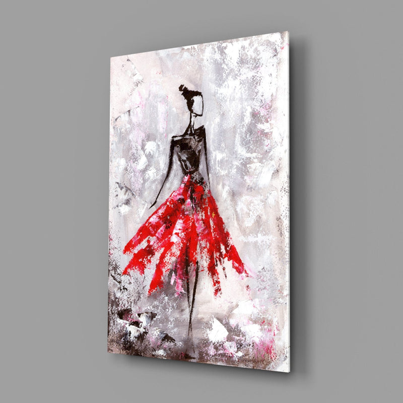 Female (Red) Glass Wall Art