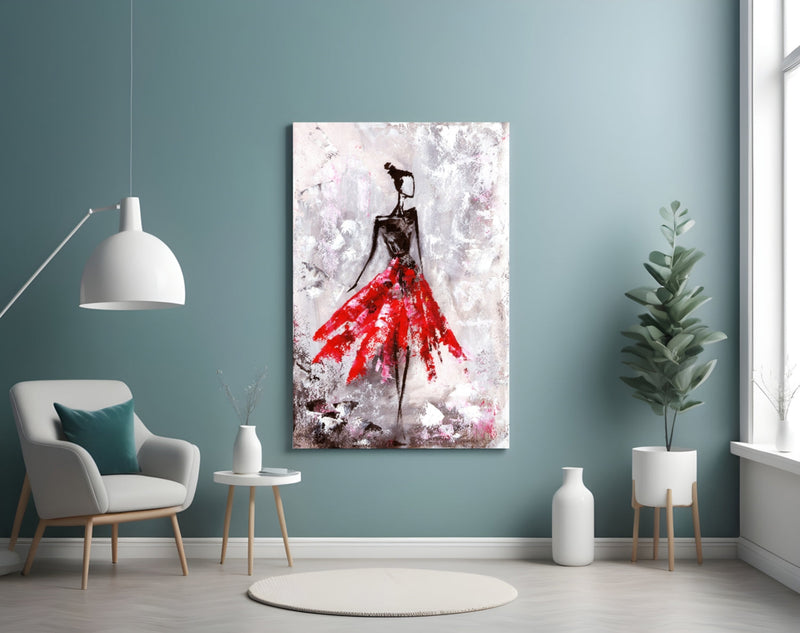 Female (Red) Glass Wall Art