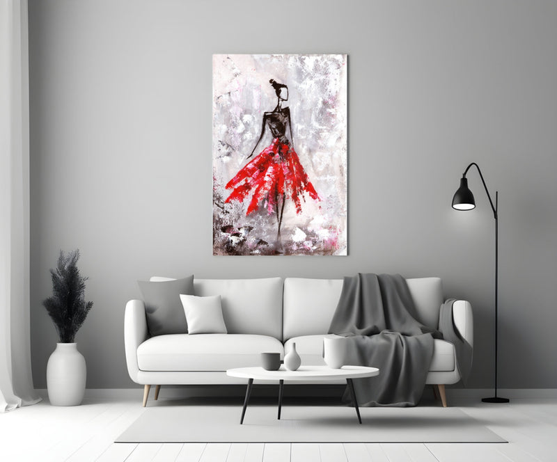 Female (Red) Glass Wall Art