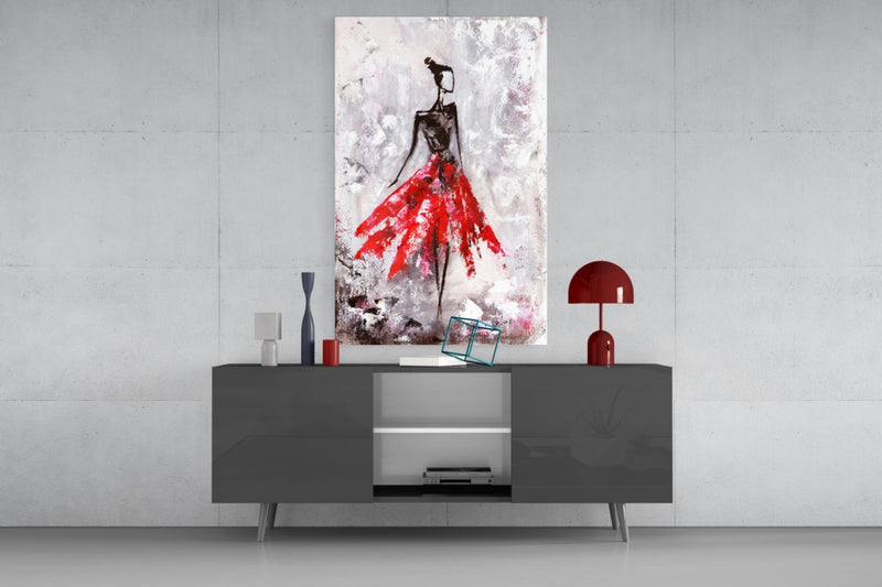 Female (Red) Glass Wall Art