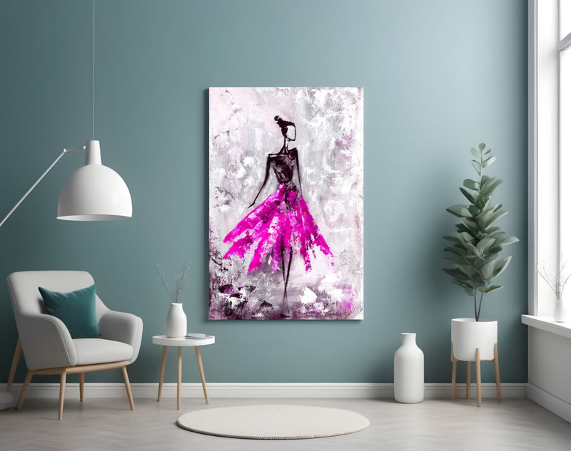 Woman (Pink) Glass Wall Art