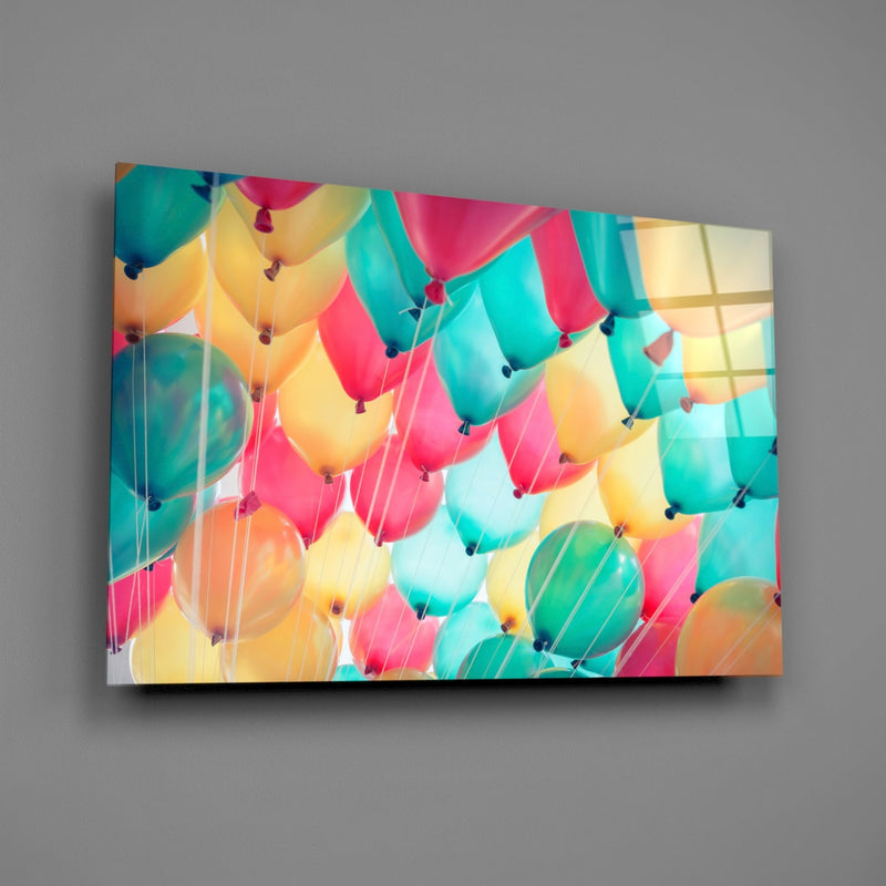 Balloons Glass Wall Art
