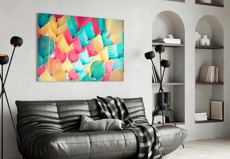Balloons Glass Wall Art