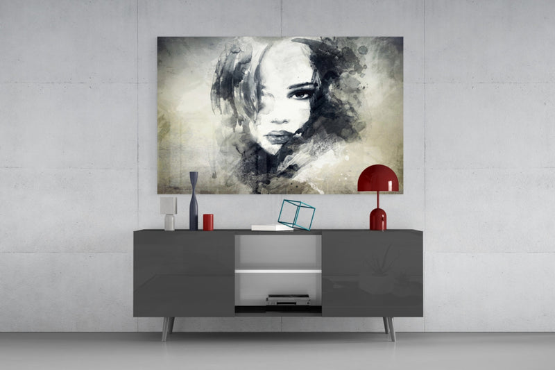 Woman Portrait Glass Wall Art