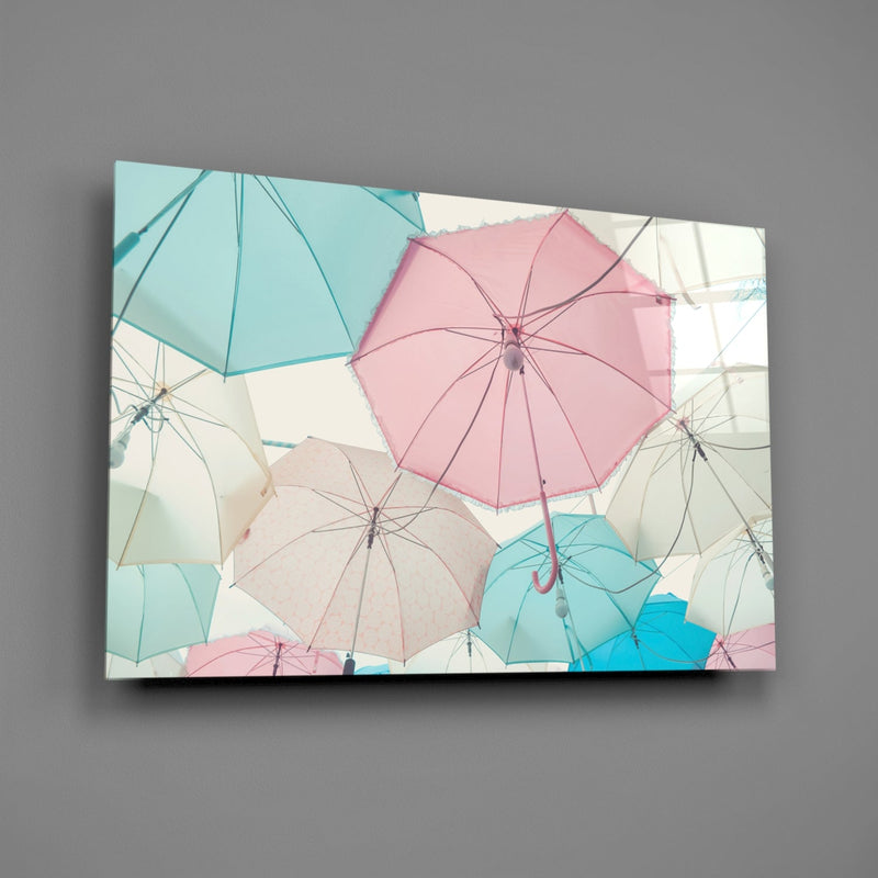 Umbrellas Glass Wall Art