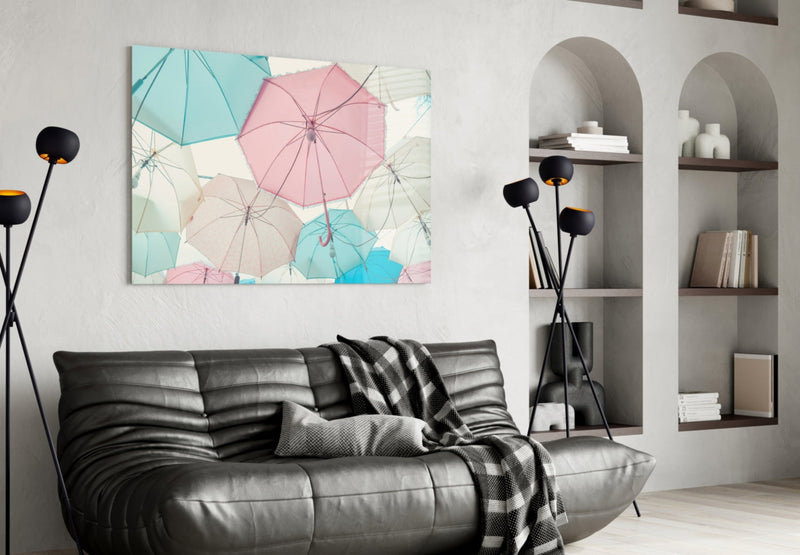 Umbrellas Glass Wall Art