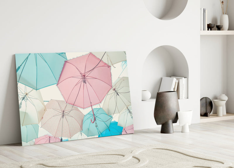 Umbrellas Glass Wall Art