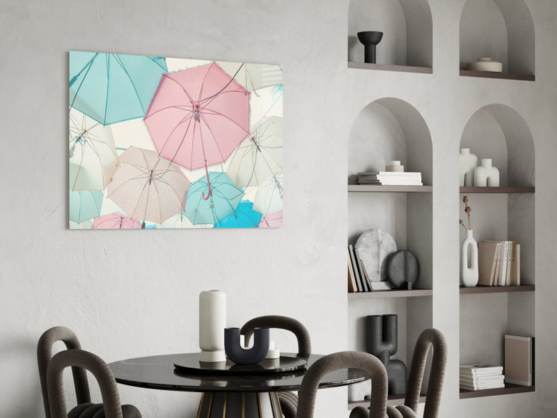 Umbrellas Glass Wall Art