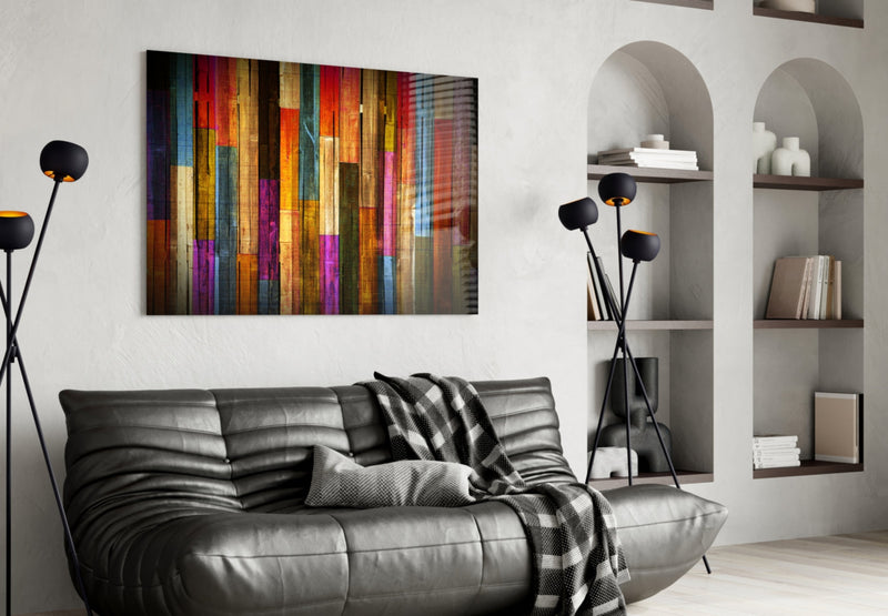 Painted Wood Glass Wall Art