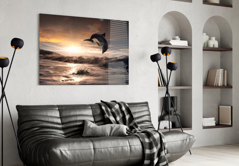 Dolphin Glass Wall Art