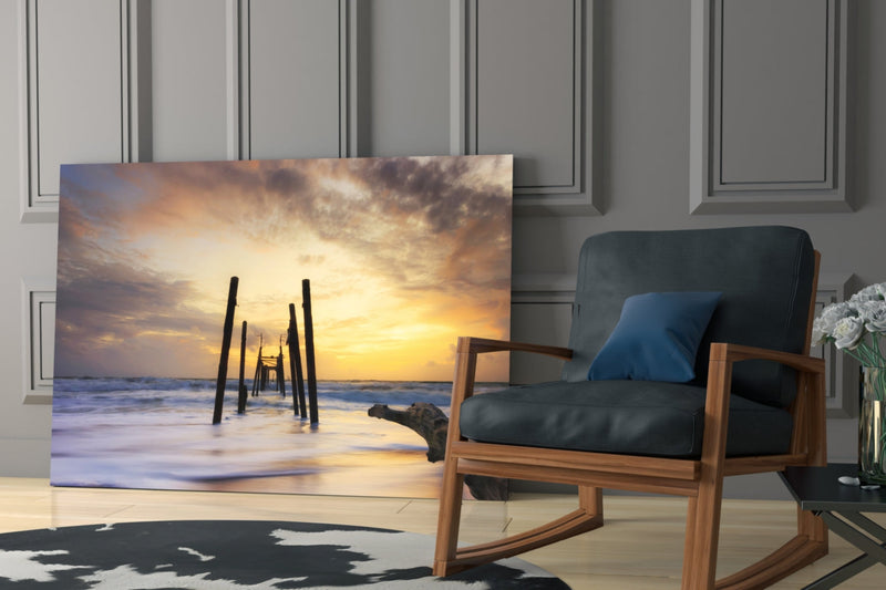 Destroyed Dock Glass Wall Art