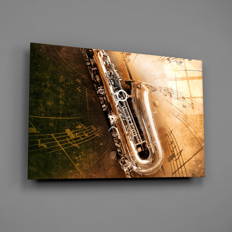 Music (Saxophone) Glass Wall Art