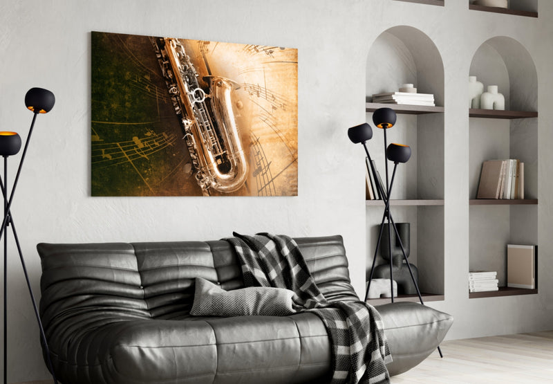 Music (Saxophone) Glass Wall Art