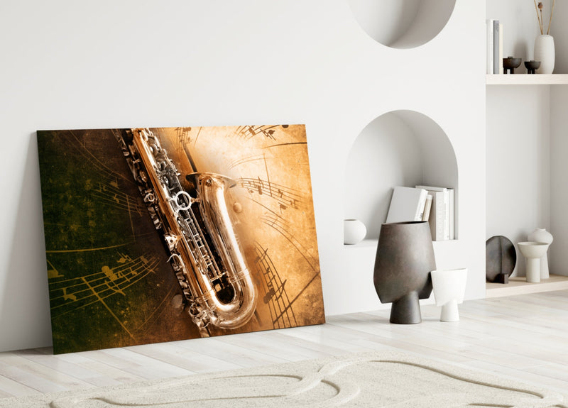 Music (Saxophone) Glass Wall Art