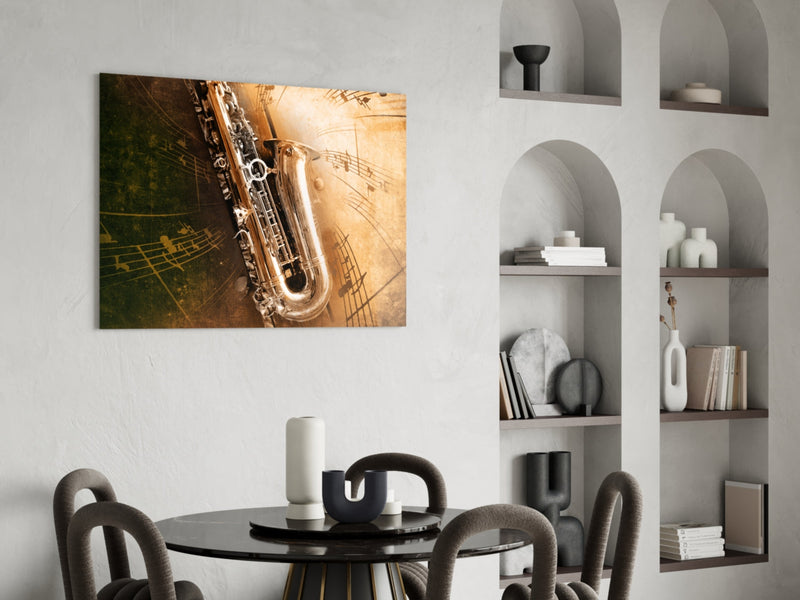 Music (Saxophone) Glass Wall Art