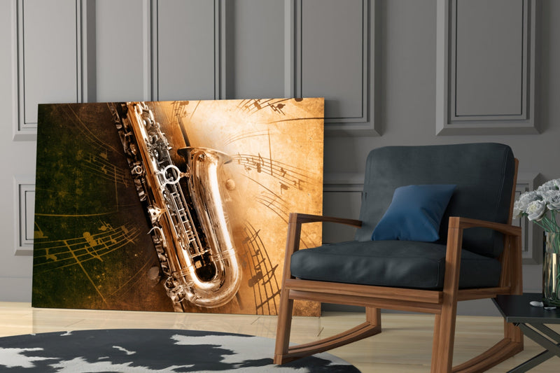Music (Saxophone) Glass Wall Art