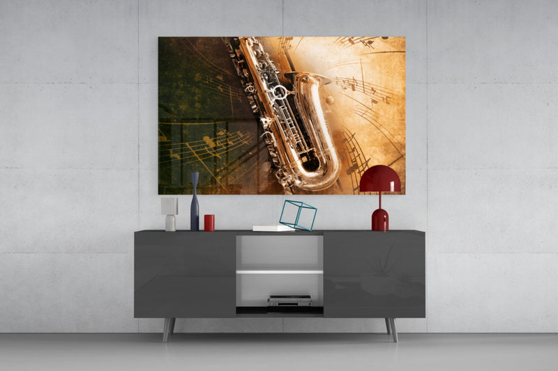 Music (Saxophone) Glass Wall Art