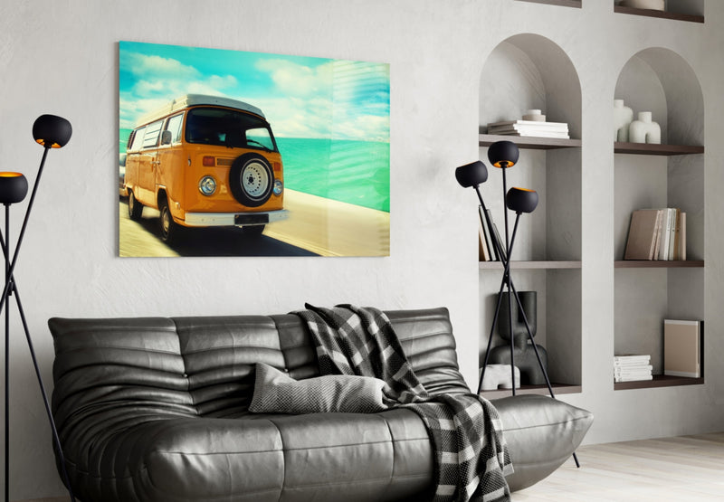 Vosvos Minibus Glass Wall Art