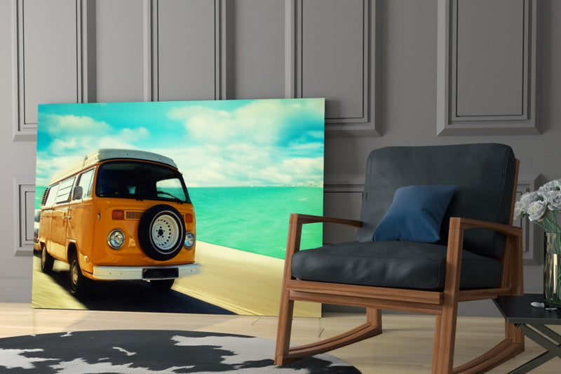 Vosvos Minibus Glass Wall Art