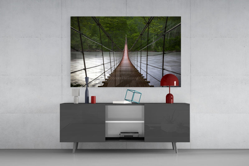 Suspension Bridge Glass Wall Art