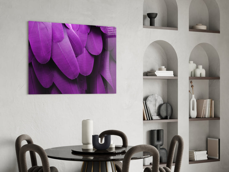 Bird Feathers Glass Wall Art