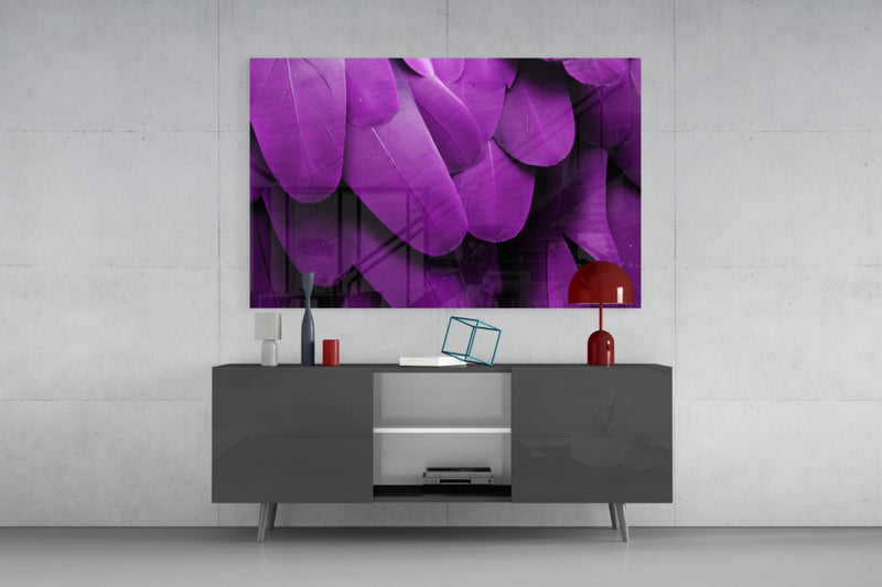 Bird Feathers Glass Wall Art