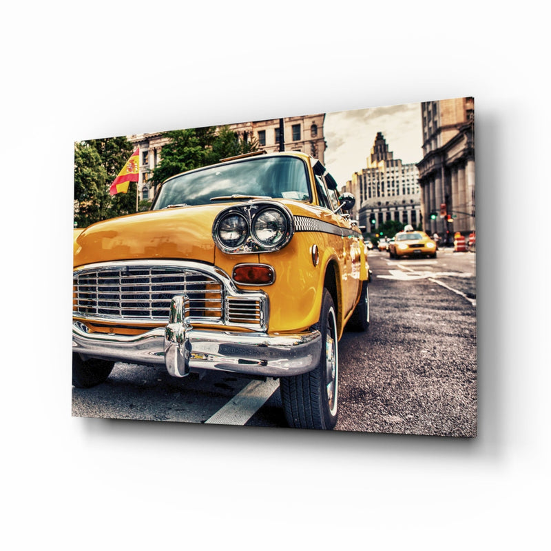 Classic Taxi Glass Wall Art