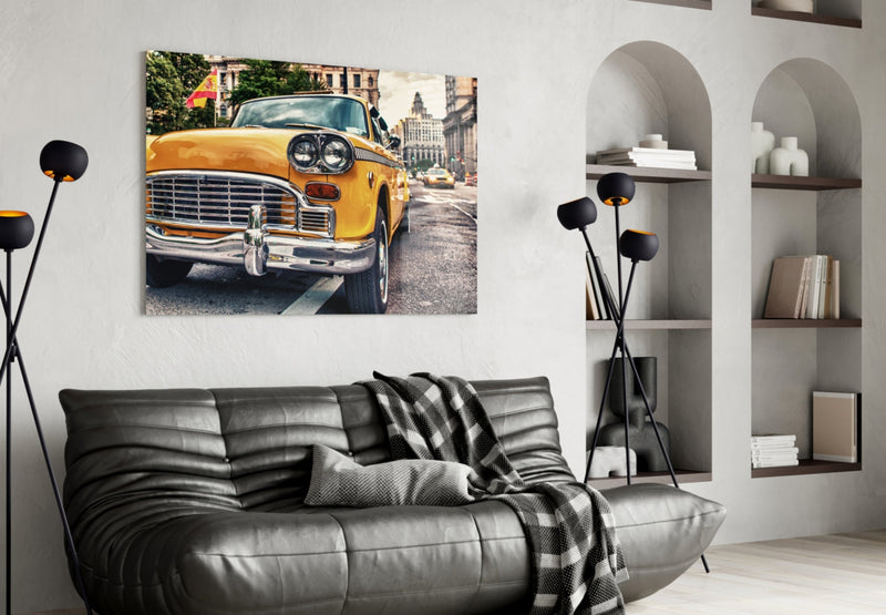 Classic Taxi Glass Wall Art