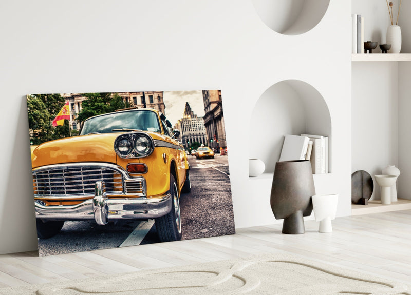 Classic Taxi Glass Wall Art