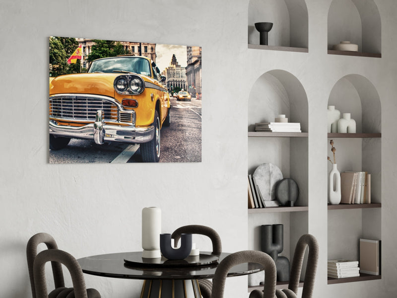 Classic Taxi Glass Wall Art