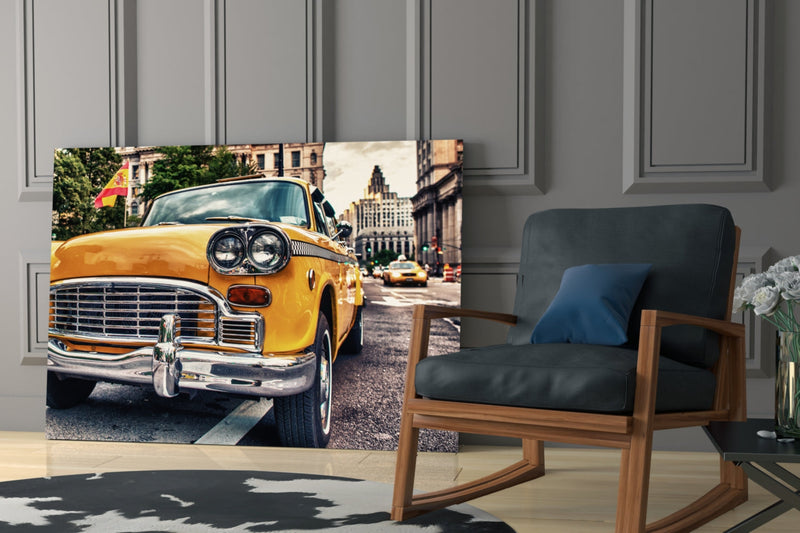 Classic Taxi Glass Wall Art