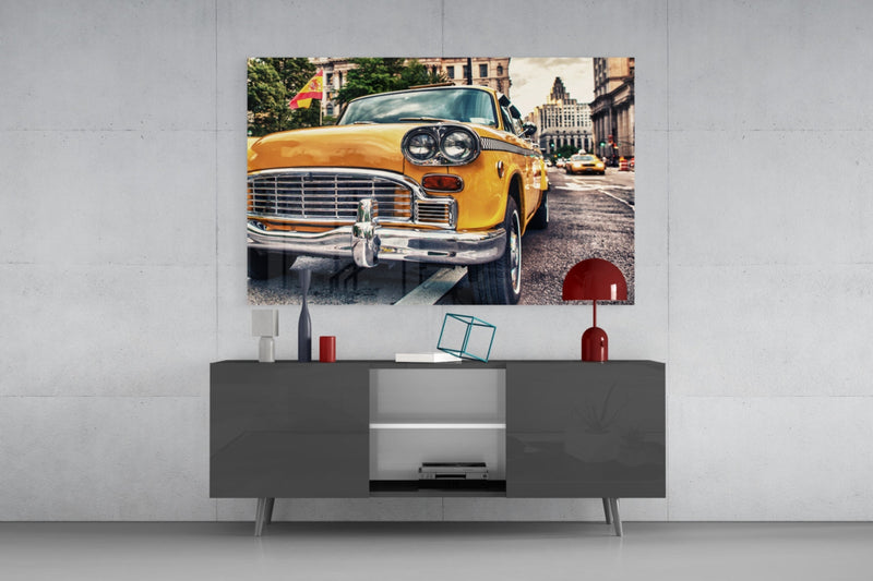 Classic Taxi Glass Wall Art