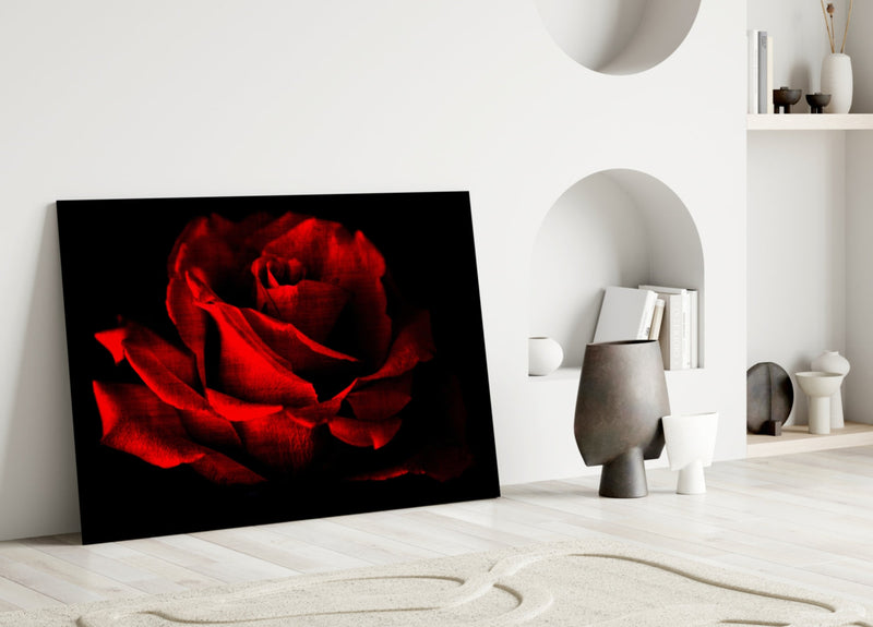 Red Rose Glass Wall Art