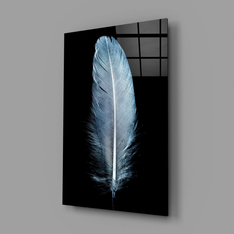Blue Feather Glass Wall Art