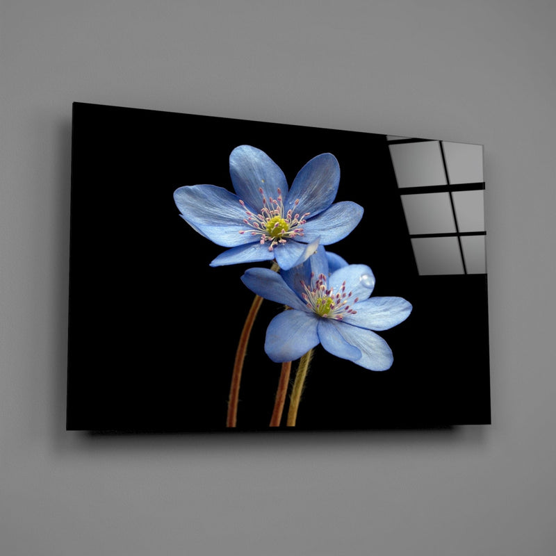 Blue Flower Glass Wall Art