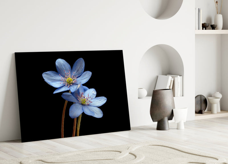 Blue Flower Glass Wall Art