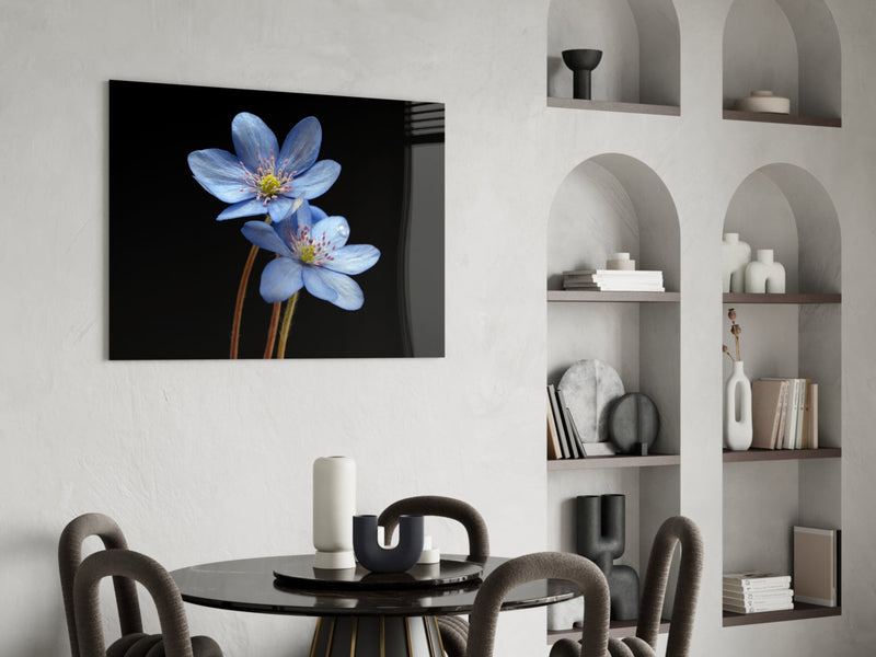 Blue Flower Glass Wall Art