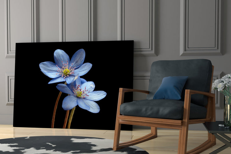 Blue Flower Glass Wall Art